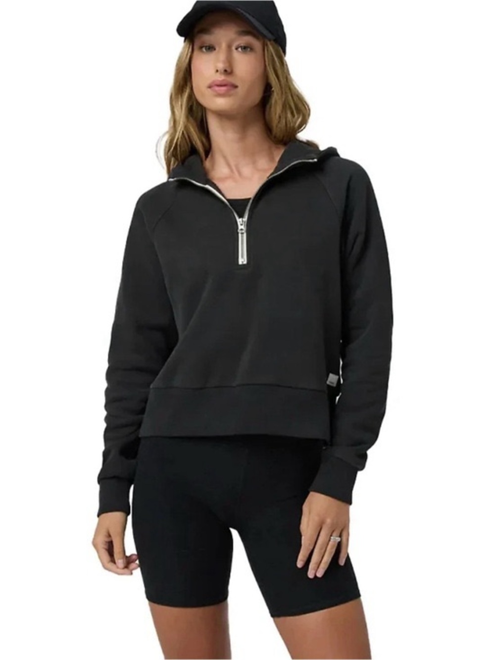 Vuori Restore Half Zip Hoodie in Black